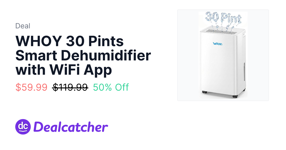 Amazon - WHOY 30 Pints Smart Dehumidifier with WiFi App $59.99