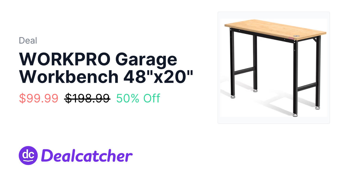 Walmart - WORKPRO Garage Workbench 48"x20" $99.99