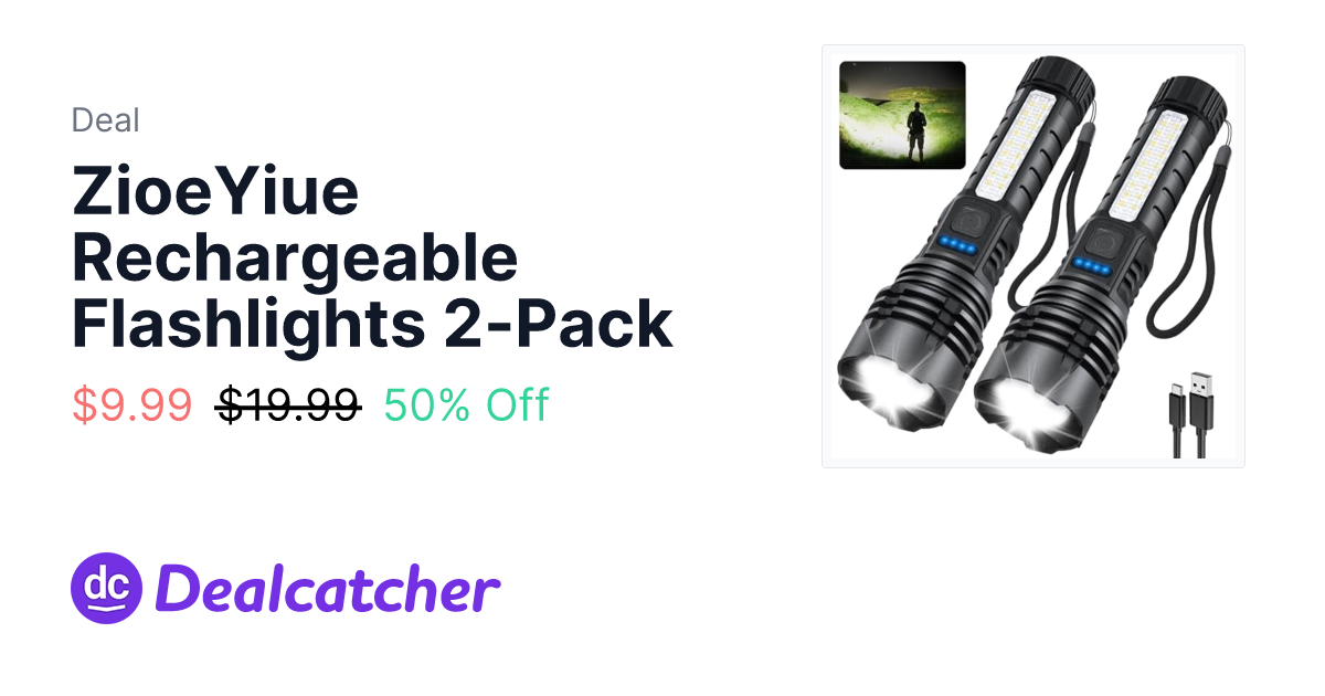 Amazon - ZioeYiue Rechargeable Flashlights 2-Pack $9.99