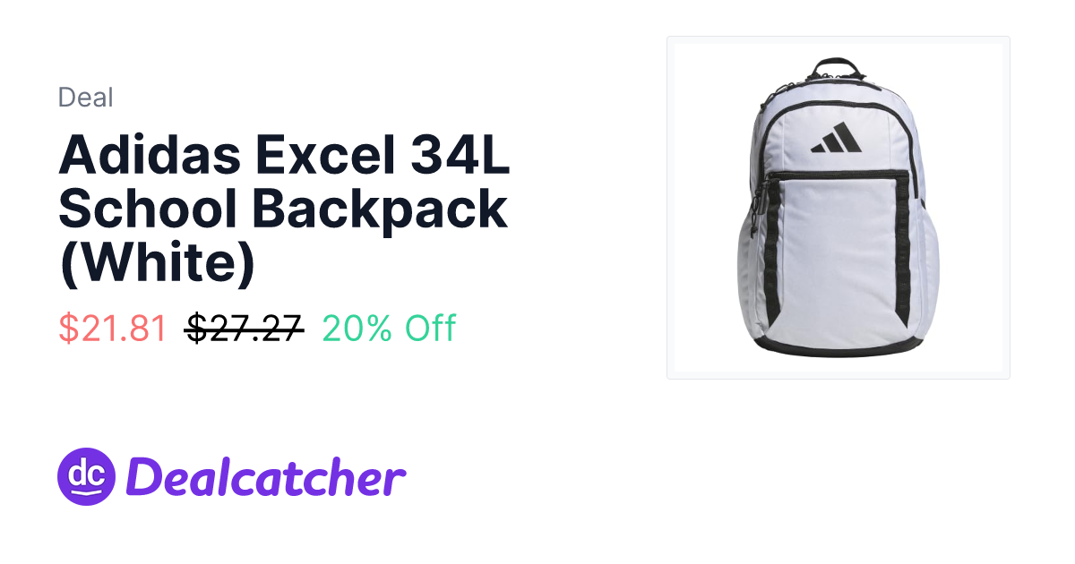 Amazon - Adidas Excel 34L School Backpack (White) $21.81