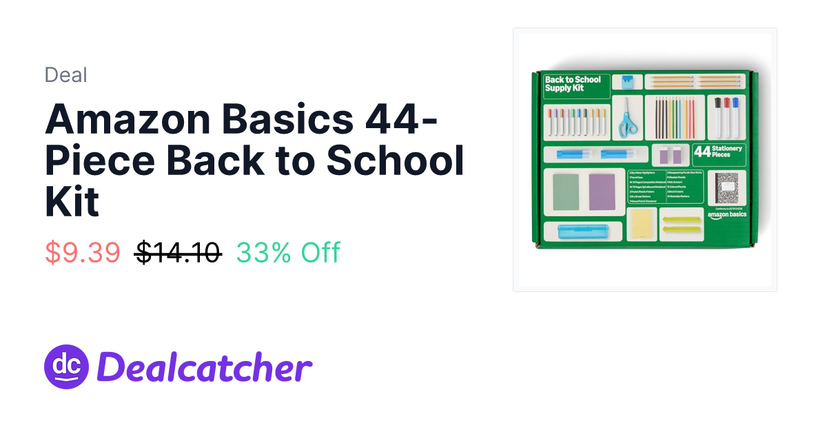 Amazon - Amazon Basics 44-Piece Back to School Kit $9.39