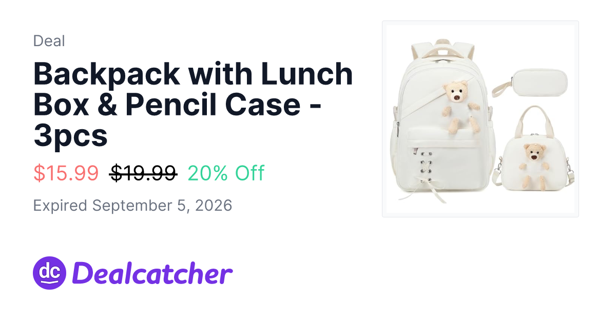 Amazon - Backpack with Lunch Box & Pencil Case - 3pcs $15.99