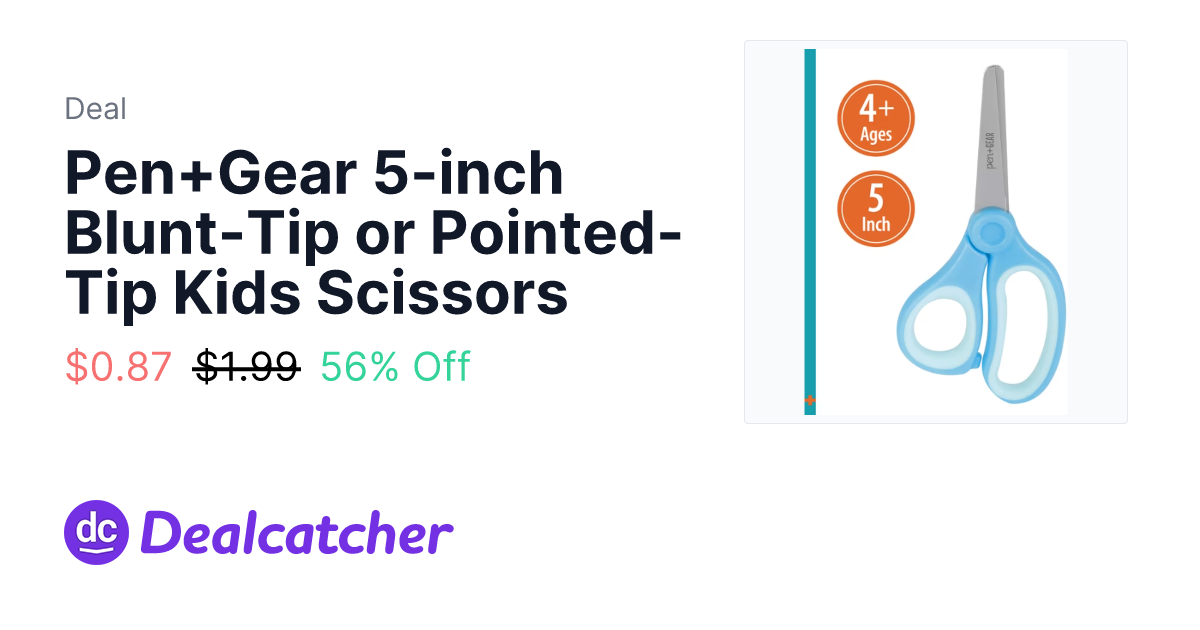 Walmart - Pen+Gear 5-inch Blunt-Tip or Pointed-Tip Kids Scissors $0.87