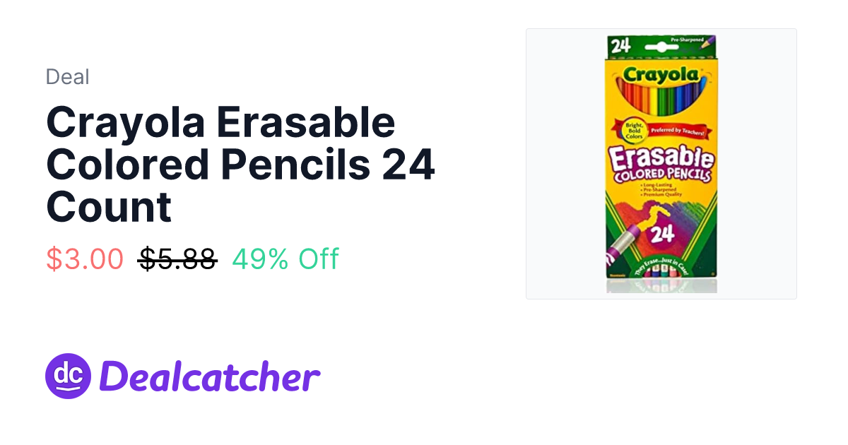 Amazon - Crayola Erasable Colored Pencils 24 Count $3.00