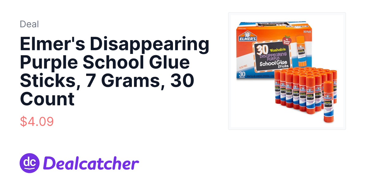Amazon - Elmer's Disappearing Purple School Glue Sticks, 7 Grams, 30 Count $7.49