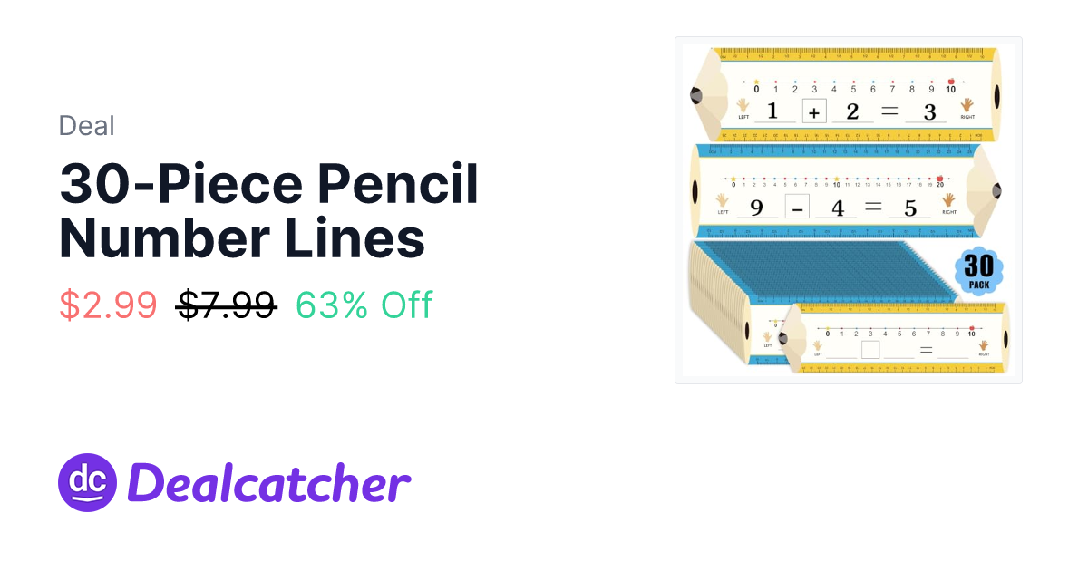 Amazon - 30-Piece Pencil Number Lines $5.99