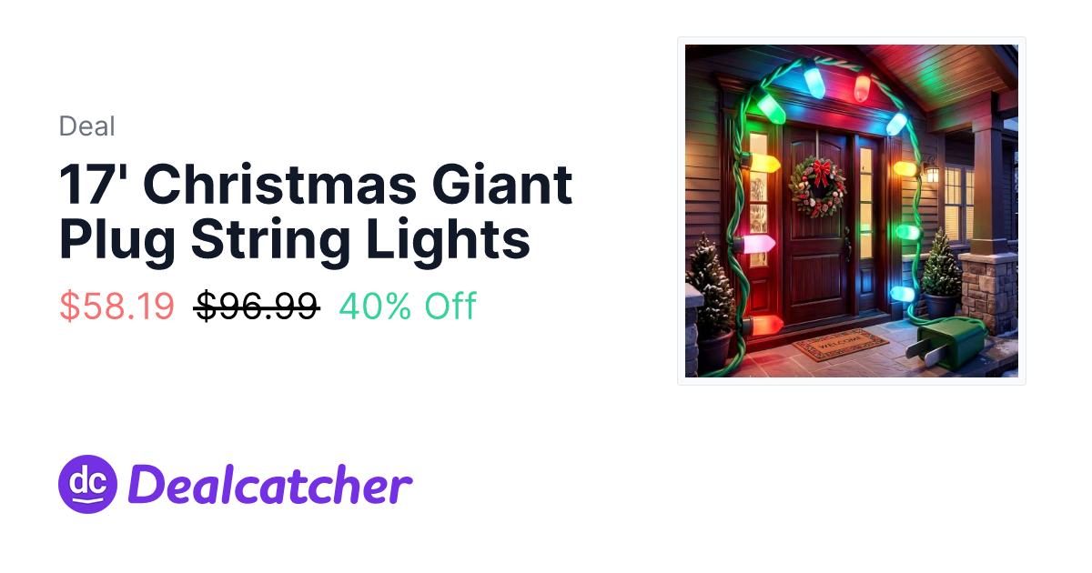 Amazon - 17' Christmas Giant Plug String Lights $58.19