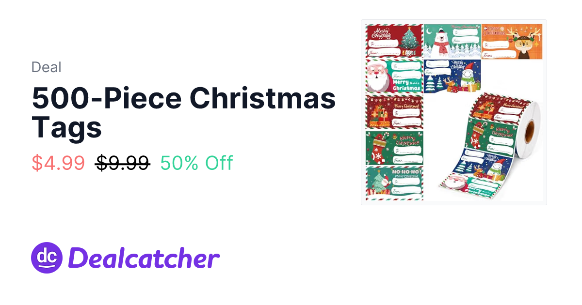 Amazon - 500-Piece Christmas Tags $4.99