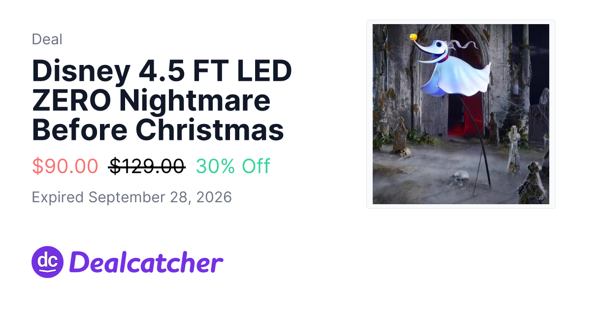 Home Depot - Disney 4.5 FT LED ZERO Nightmare Before Christmas $90.00