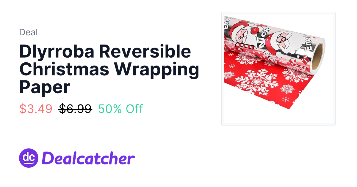 Amazon - Dlyrroba Reversible Christmas Wrapping Paper $3.49
