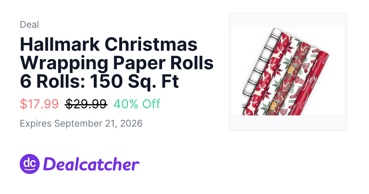 Woot - Hallmark Christmas Wrapping Paper Rolls 6 Rolls: 150 Sq. Ft $17.99