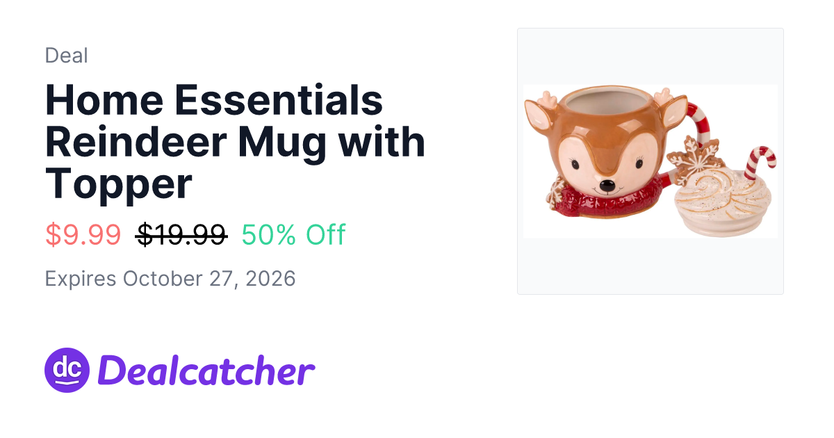 Boscovs - Home Essentials Reindeer Mug with Topper $9.99