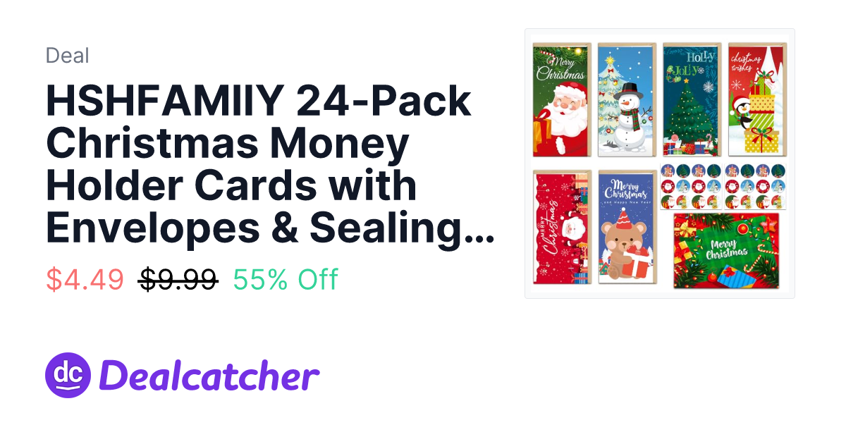 HSHFAMIIY 24-Pack Christmas Money Holder Cards with Envelopes & Sealing ...