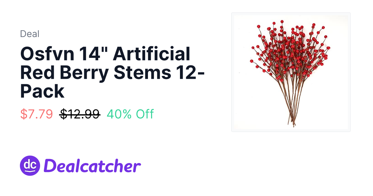 Amazon - Osfvn 14" Artificial Red Berry Stems 12-Pack $7.79