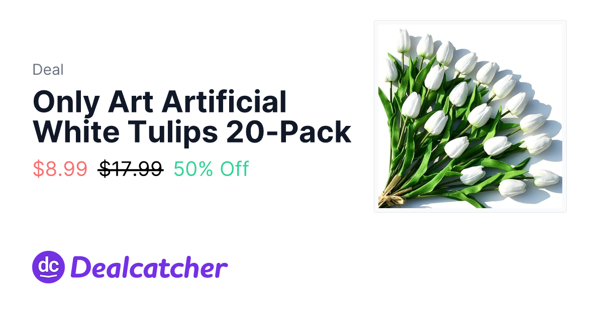 Amazon - Only Art Artificial White Tulips 20-Pack $8.99