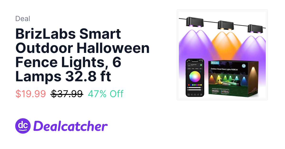 Amazon - BrizLabs Smart Outdoor Halloween Fence Lights, 6 Lamps 32.8 ft $19.99