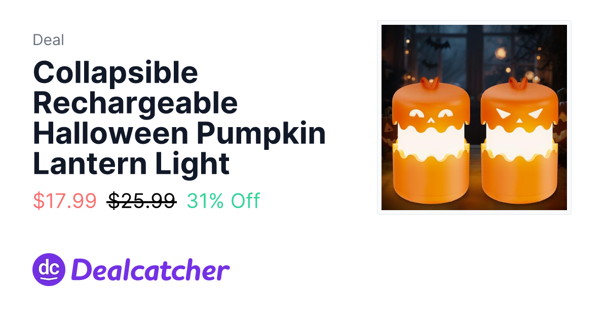 Amazon - Collapsible Rechargeable Halloween Pumpkin Lantern Light $17.99