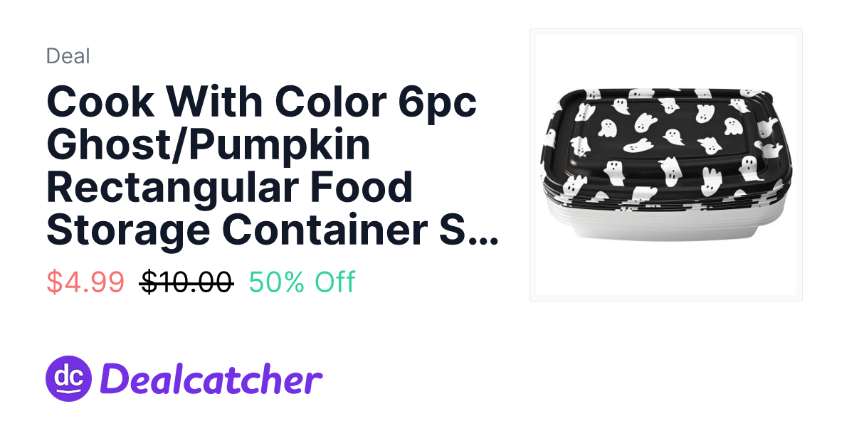 Target - Cook With Color 6pc Ghost/Pumpkin Rectangular Food Storage Container Set $4.99