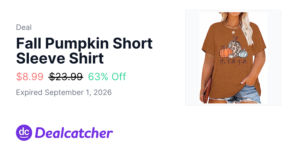 Amazon - Fall Pumpkin Short Sleeve Shirt $8.99