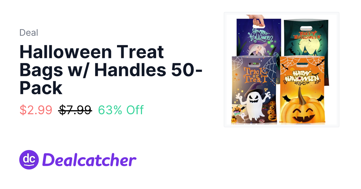 Amazon - Halloween Treat Bags w/ Handles 50-Pack $2.99