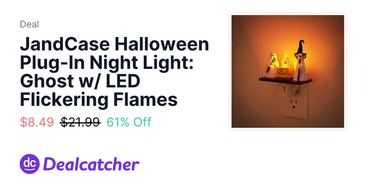 Amazon - JandCase Halloween Plug-In Night Light: Ghost w/ LED Flickering Flames $8.49