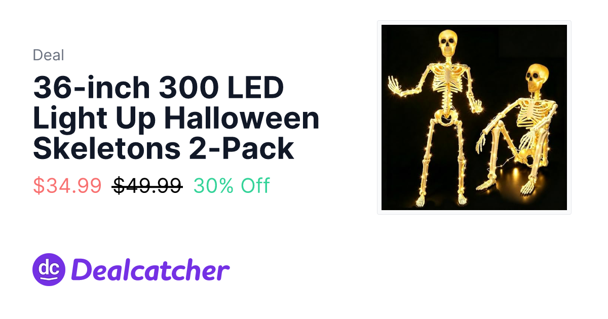 Amazon - 36-inch 300 LED Light Up Halloween Skeletons 2-Pack $34.99