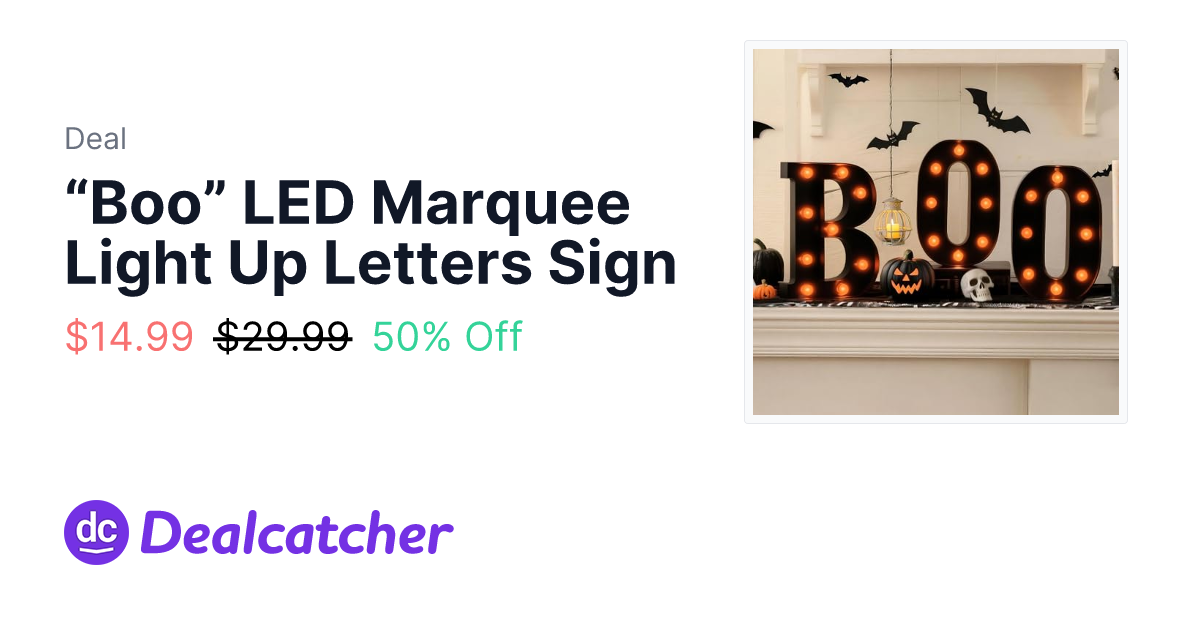 Amazon - “Boo” LED Marquee Light Up Letters Sign $14.99