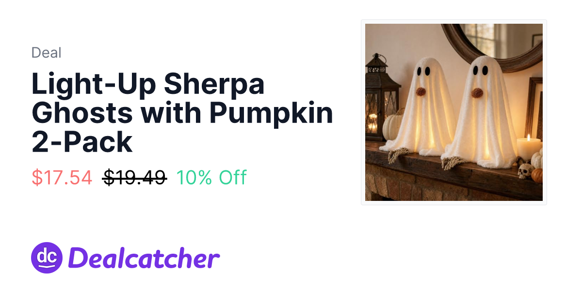 Amazon - Light-Up Sherpa Ghosts with Pumpkin 2-Pack $17.54
