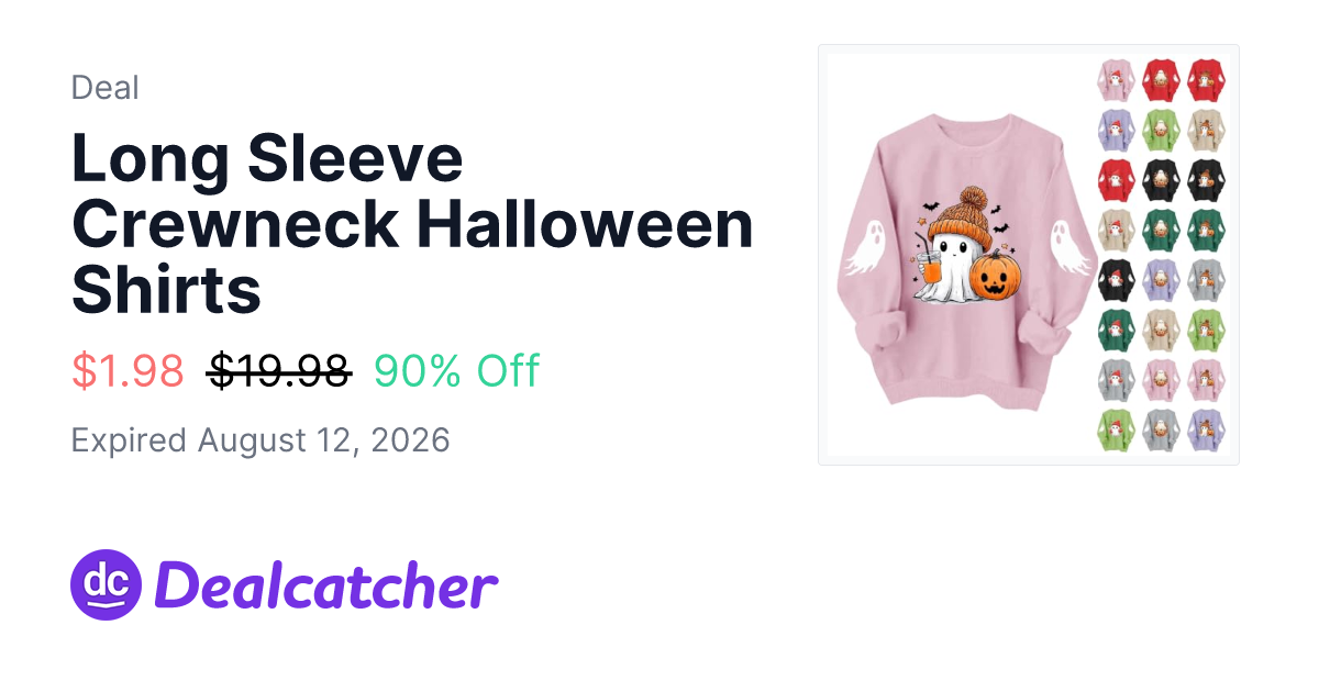 Amazon - Long Sleeve Crewneck Halloween Shirts $1.98