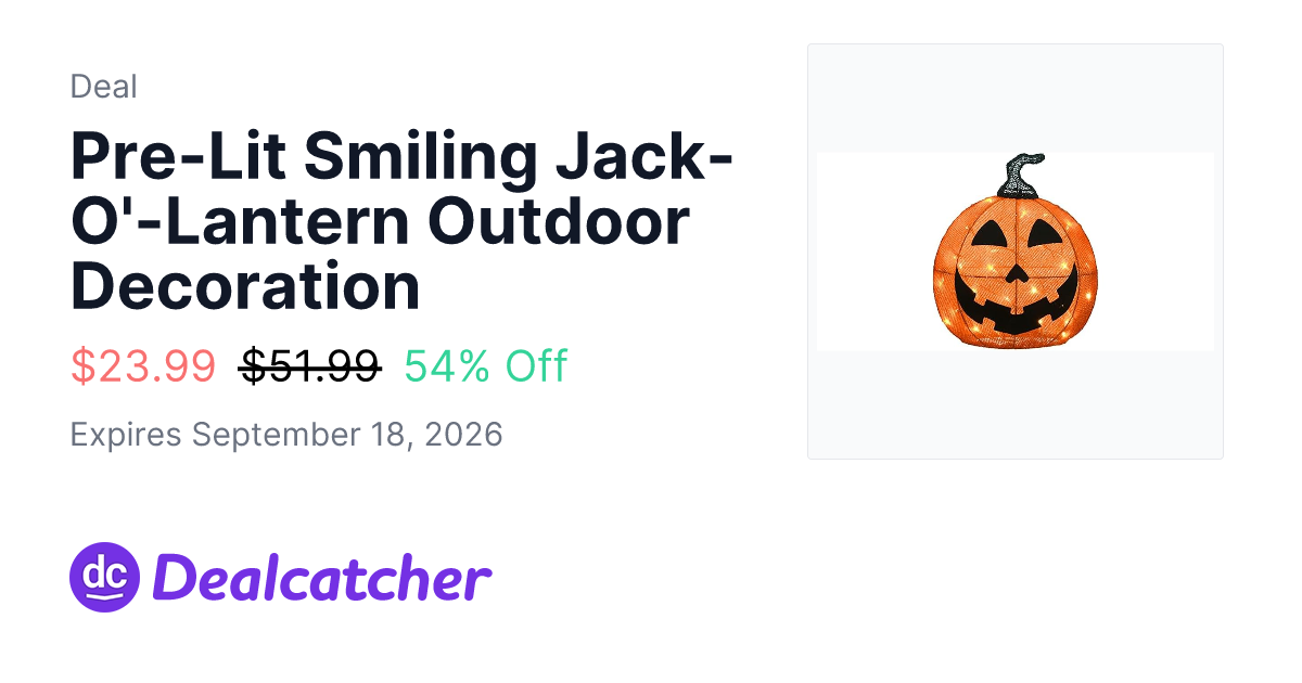 Woot - Pre-Lit Smiling Jack-O'-Lantern Outdoor Decoration $23.99