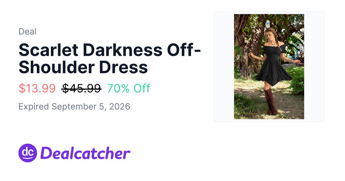 Amazon - Scarlet Darkness Off-Shoulder Dress $13.99