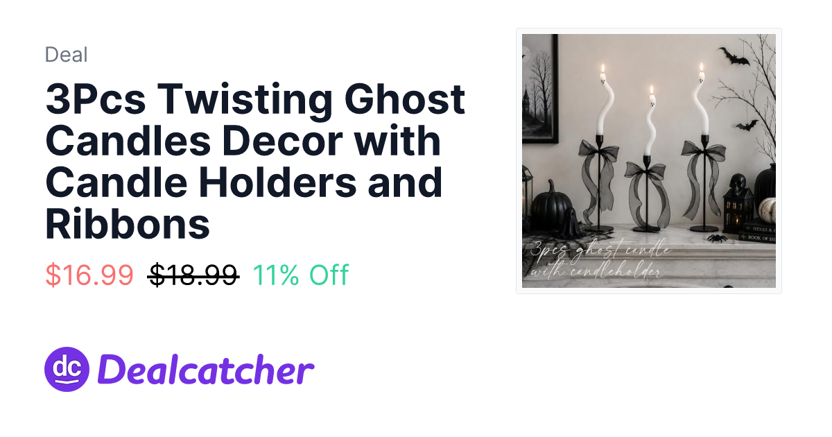 Amazon - 3Pcs Twisting Ghost Candles Decor with Candle Holders and Ribbons $16.99