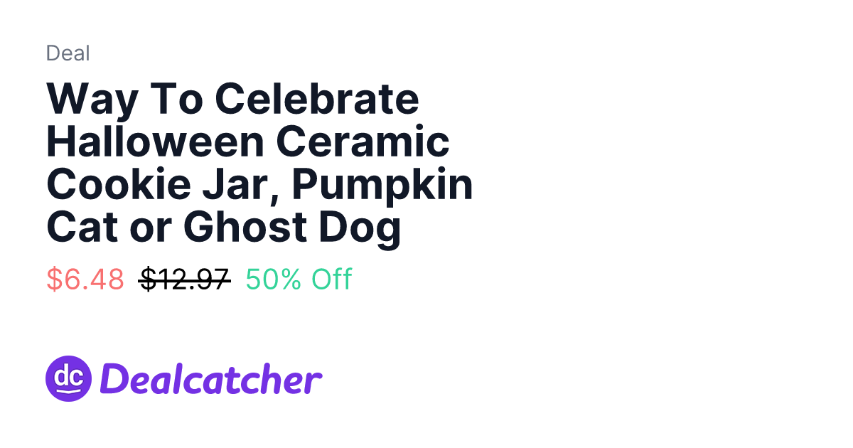 Walmart - Way To Celebrate Halloween Ceramic Cookie Jar, Pumpkin Cat or Ghost Dog $6.48