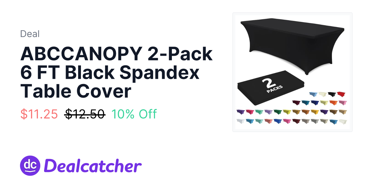 Amazon - ABCCANOPY 2-Pack 6 FT Black Spandex Table Cover $11.25