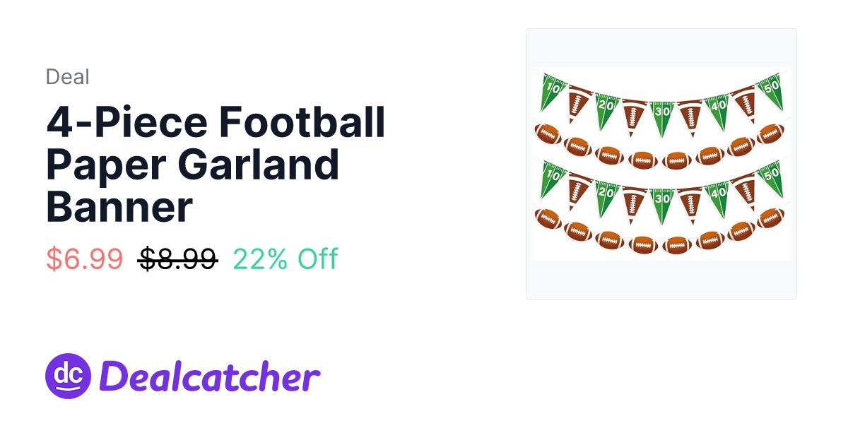 Amazon - 4-Piece Football Paper Garland Banner $6.99