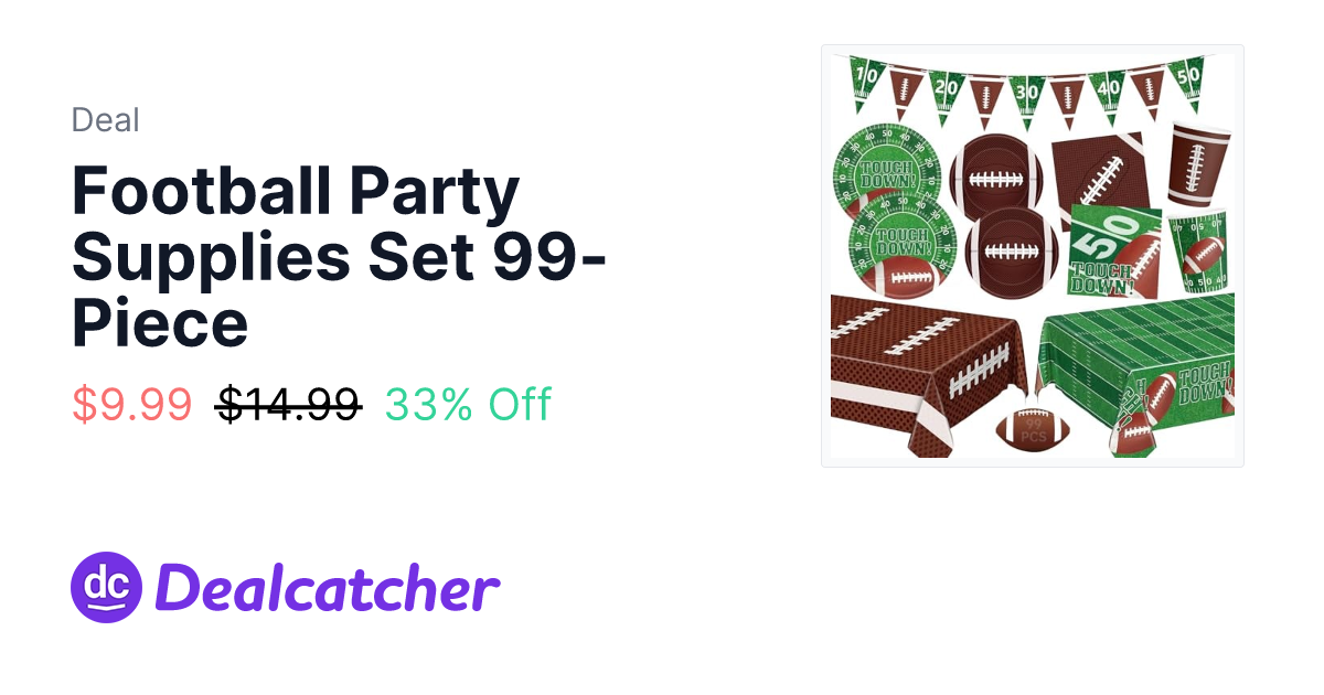 Amazon - Football Party Supplies Set 99-Piece $9.99
