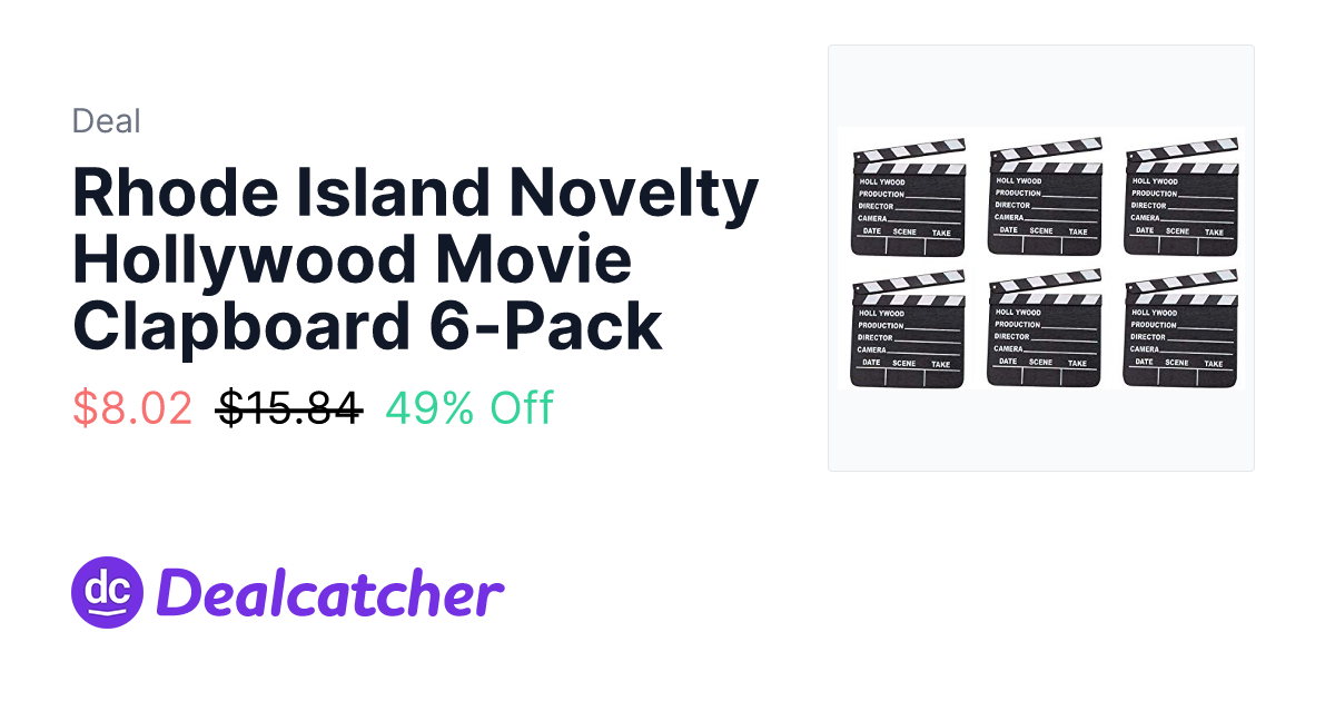 Amazon - Rhode Island Novelty Hollywood Movie Clapboard 6-Pack $8.02