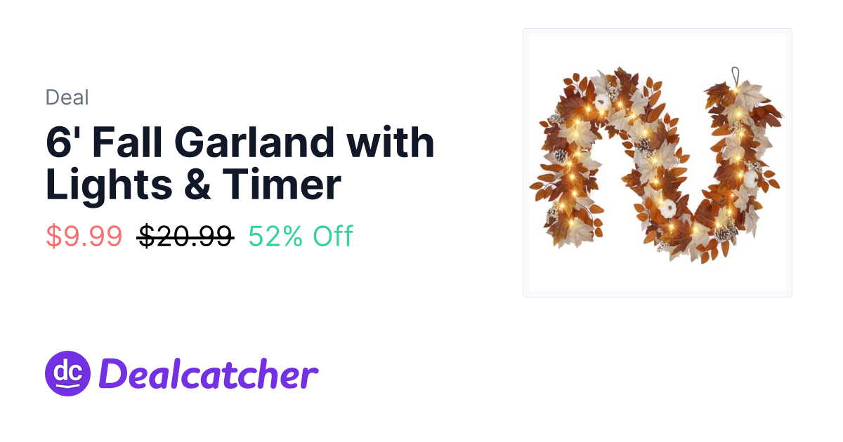 Amazon - 6' Fall Garland with Lights & Timer $9.99