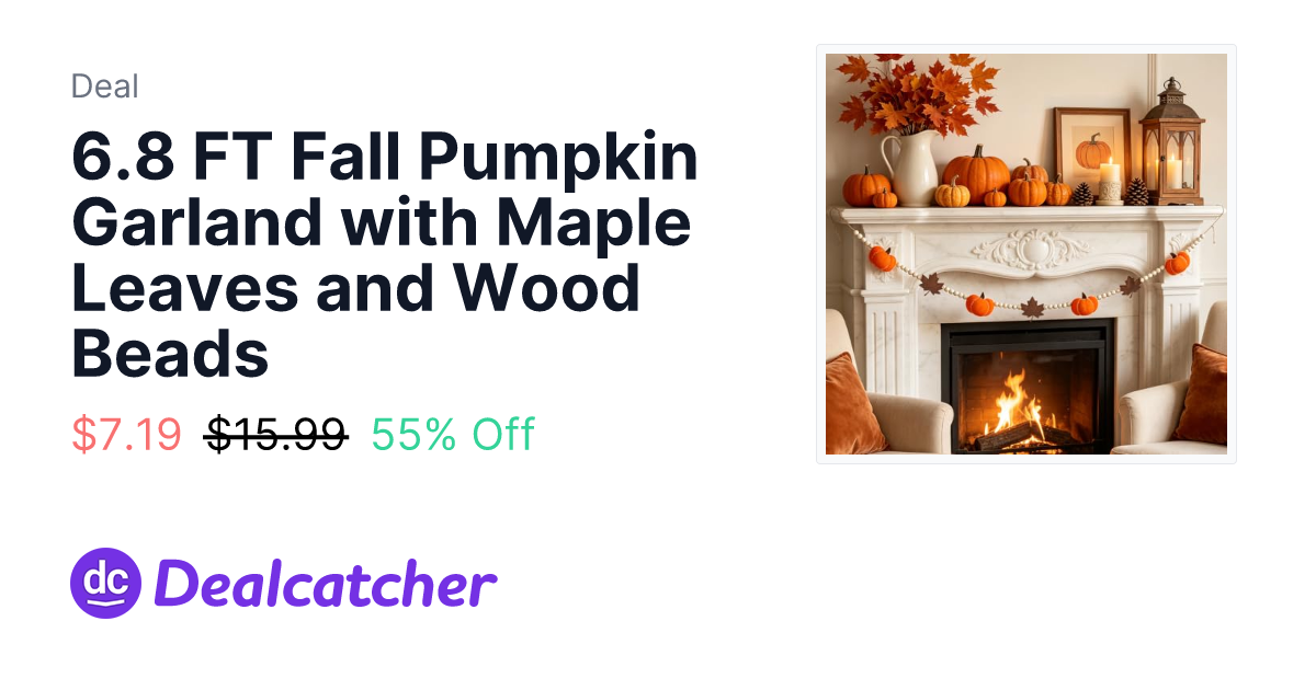 Fall Score 13 6.8 FT Fall Pumpkin Garland with Maple Leaves and Wood Beads - $7.19