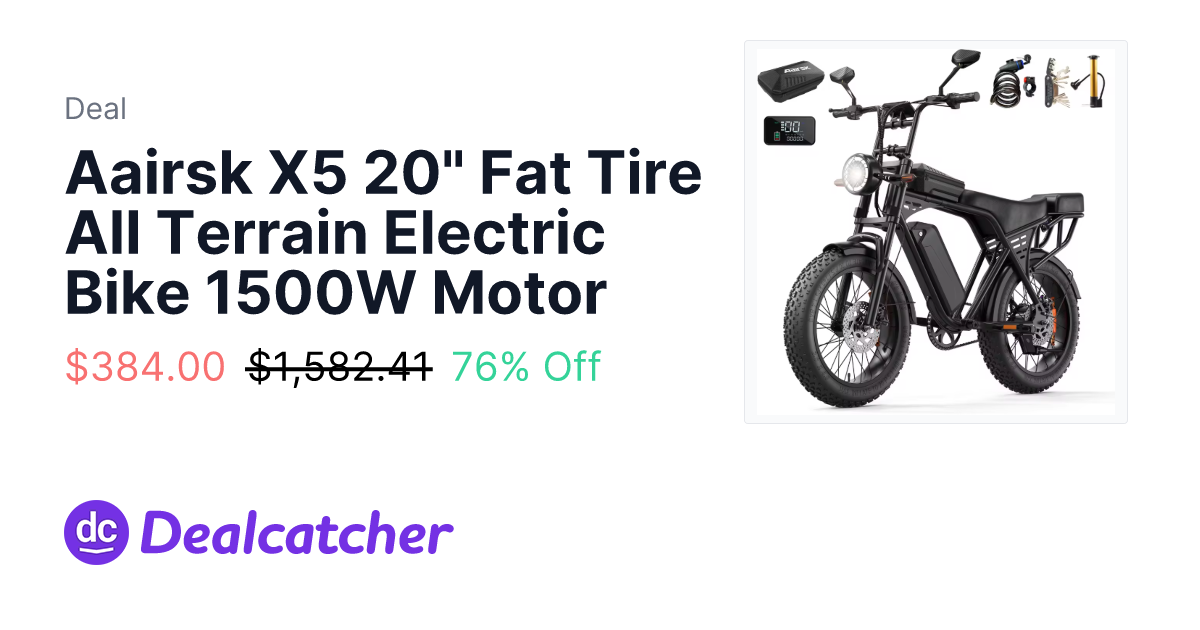 AliExpress - Aairsk X5 20" Fat Tire All Terrain Electric Bike 1500W Motor $384.00