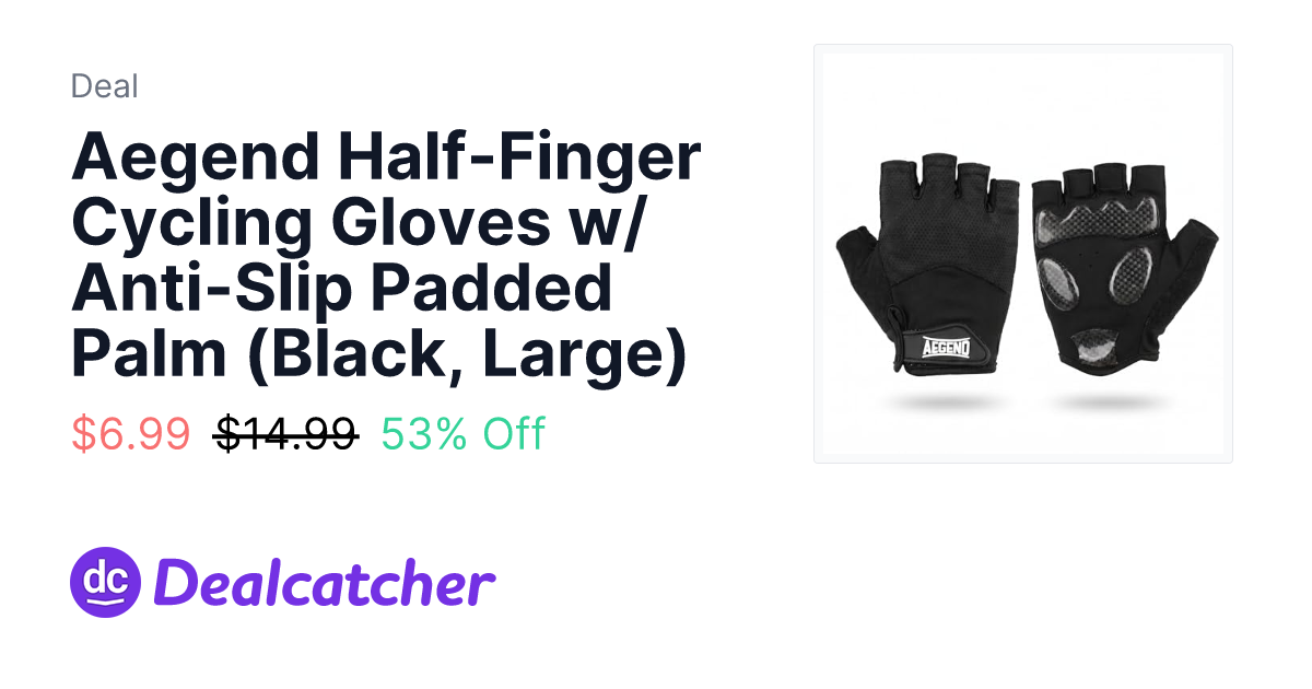Amazon - Aegend Half-Finger Cycling Gloves w/ Anti-Slip Padded Palm (Black, Large) $6.99