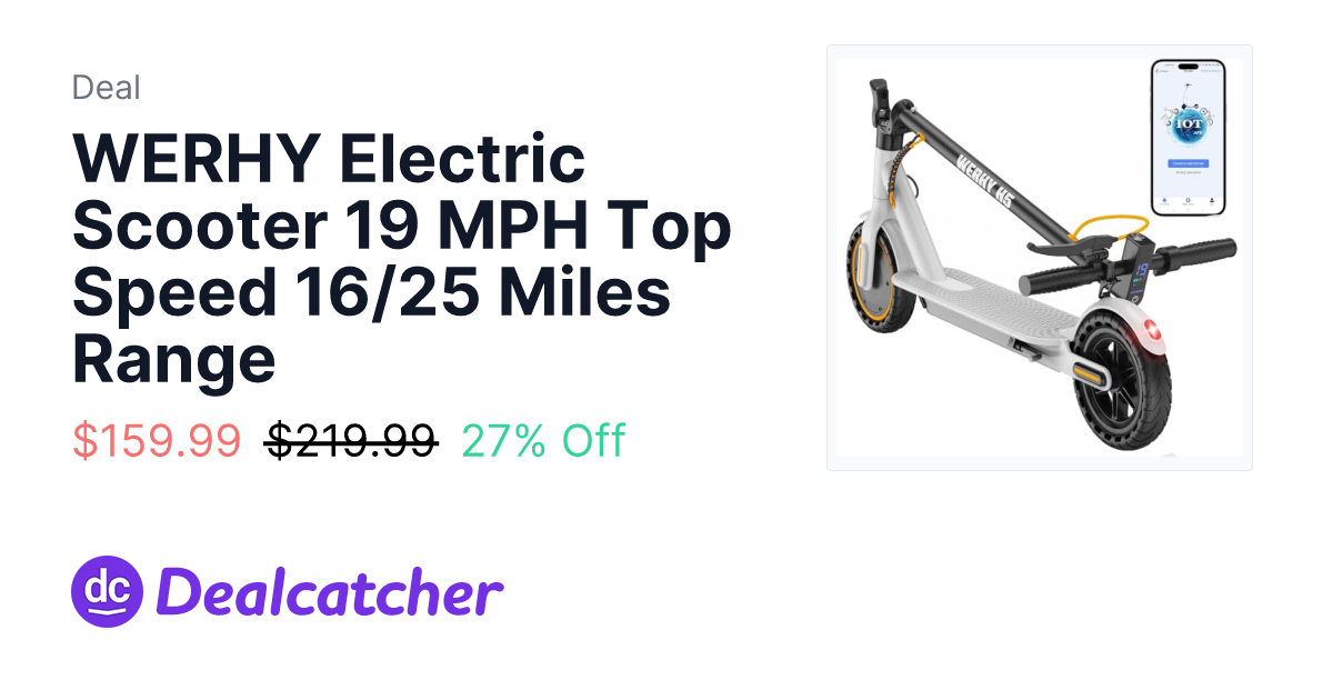Amazon - WERHY Electric Scooter 19 MPH Top Speed 16/25 Miles Range $159.99