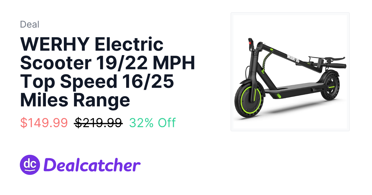 Amazon - WERHY Electric Scooter 19/22 MPH Top Speed 16/25 Miles Range $149.99