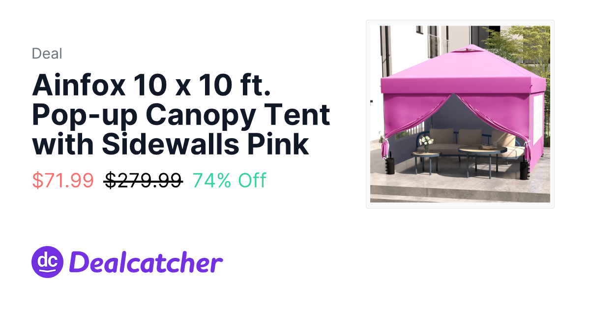 Walmart - Ainfox 10 x 10 ft. Pop-up Canopy Tent with Sidewalls Pink $71.99