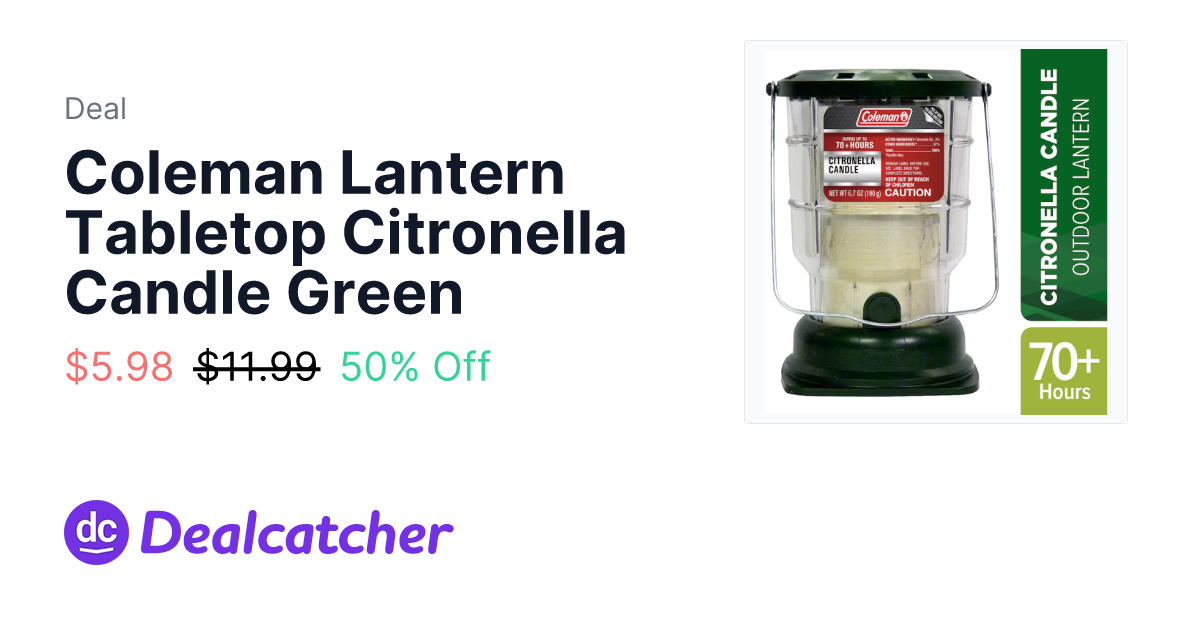 Lowes - Coleman Lantern Tabletop Citronella Candle Green $5.98
