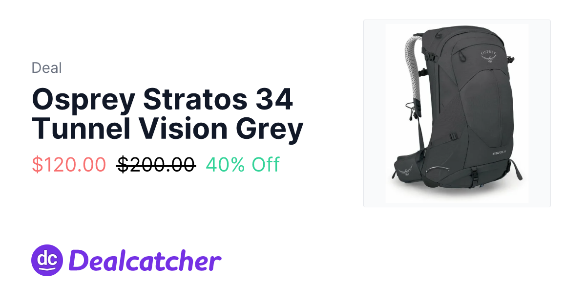 Osprey - Osprey Stratos 34 Tunnel Vision Grey $120.00