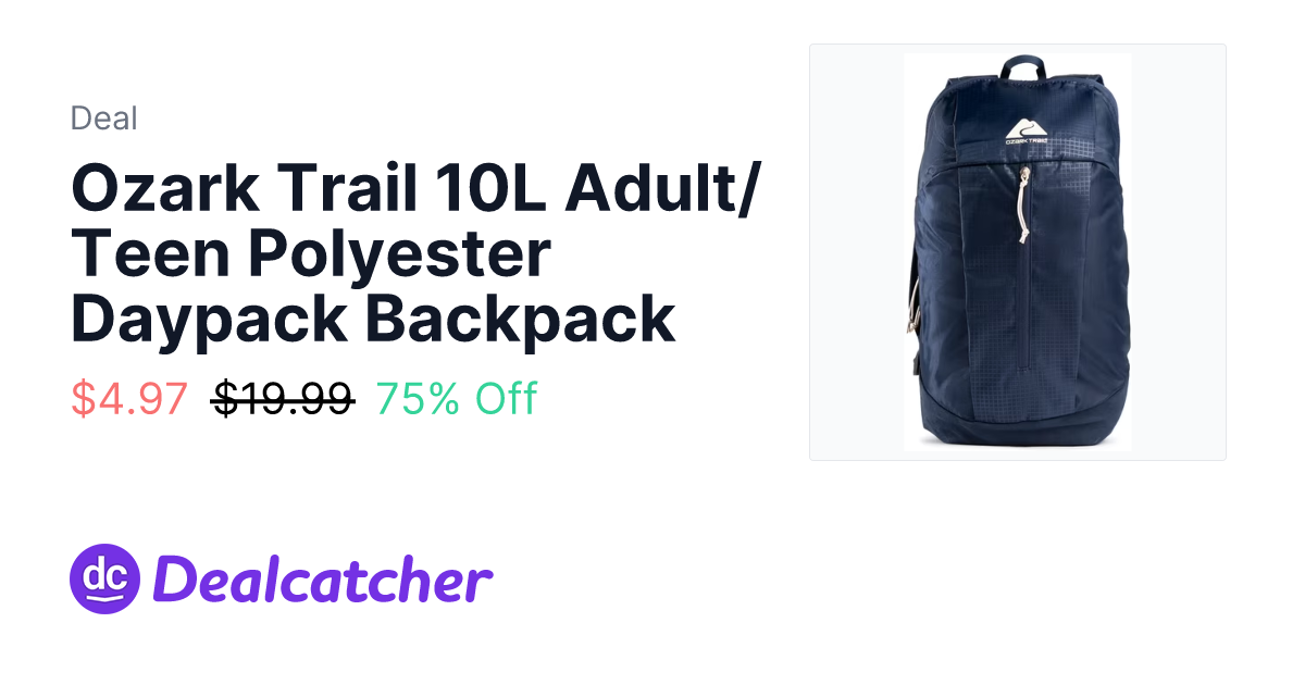 Walmart - Ozark Trail 10L Adult/Teen Polyester Daypack Backpack $4.97