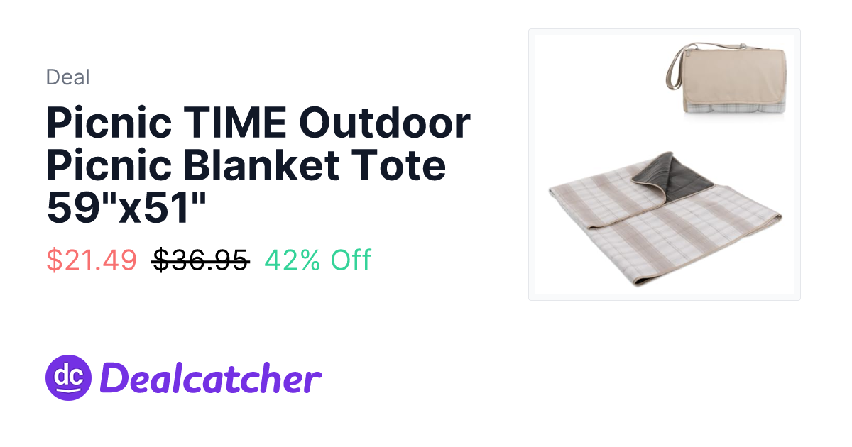 Amazon - Picnic TIME Outdoor Picnic Blanket Tote 59"x51" $21.20