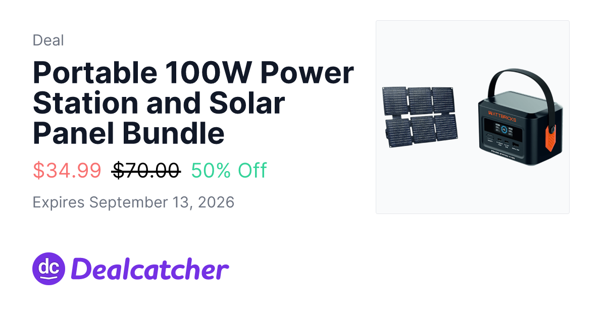 meh - Portable 100W Power Station and Solar Panel Bundle $34.99