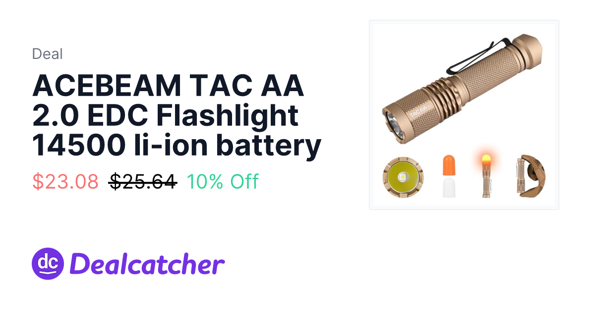 Amazon - ACEBEAM TAC AA 2.0 EDC Flashlight 14500 li-ion battery $23.98
